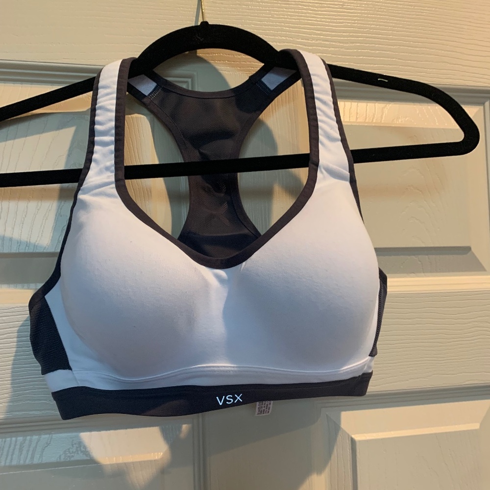 VSX Sport White/Gray Sports Bra sz 36 B